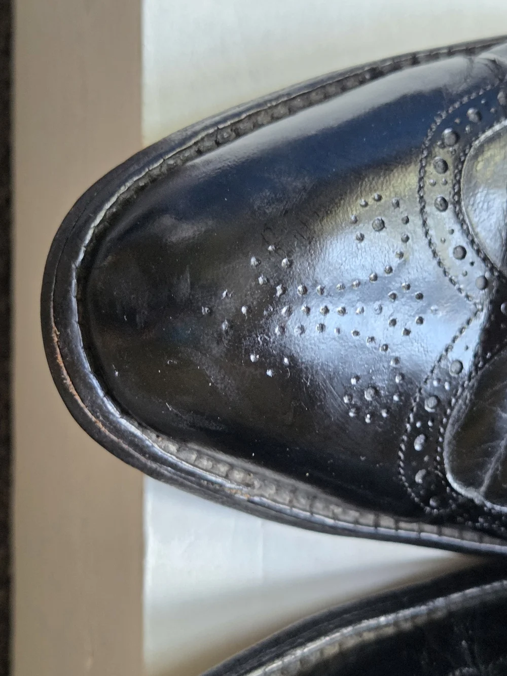 Classic Black Leather Wingtip Derby Shoes